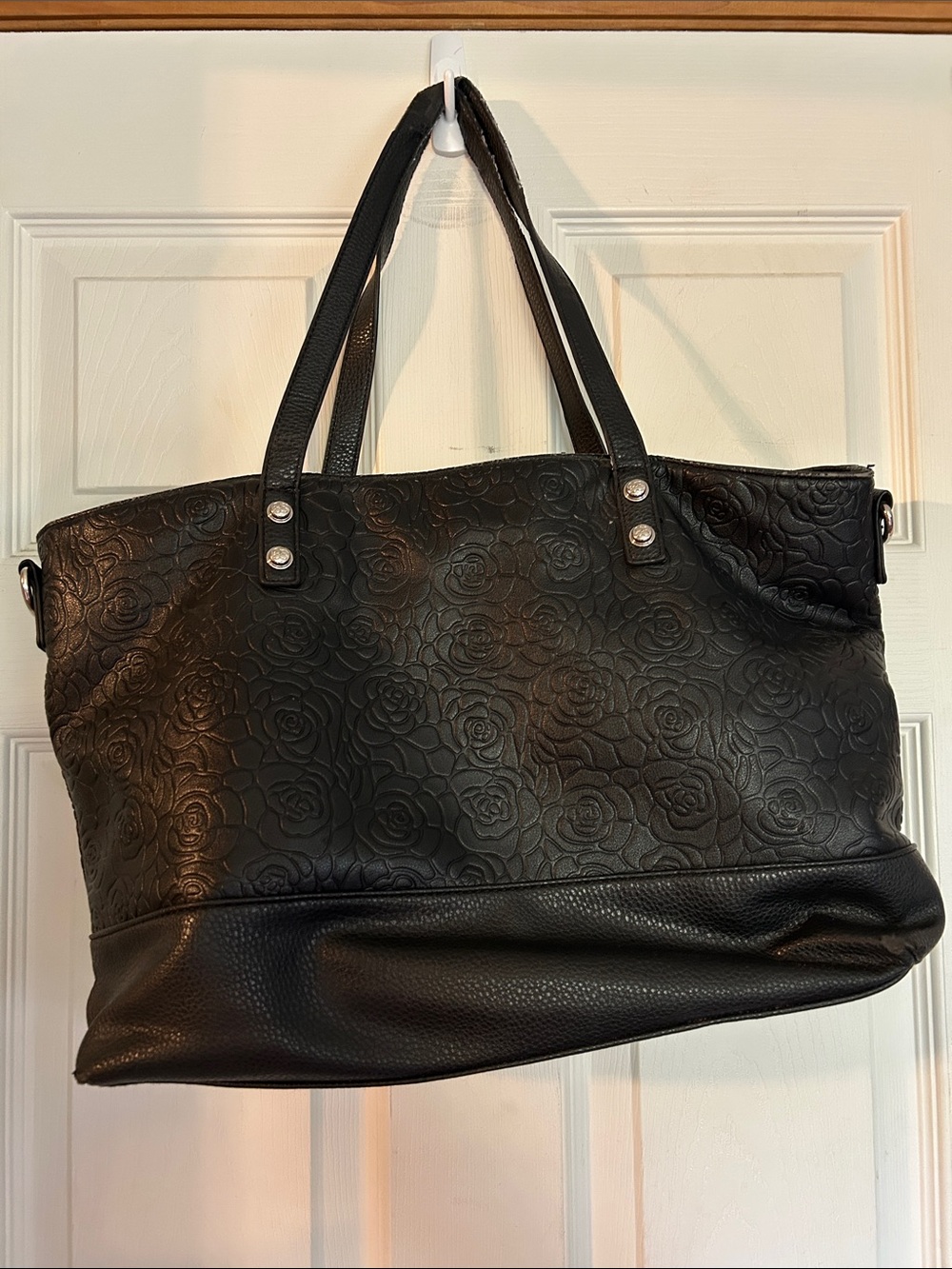 Jessica Simpson Black Floral Embossed Tote